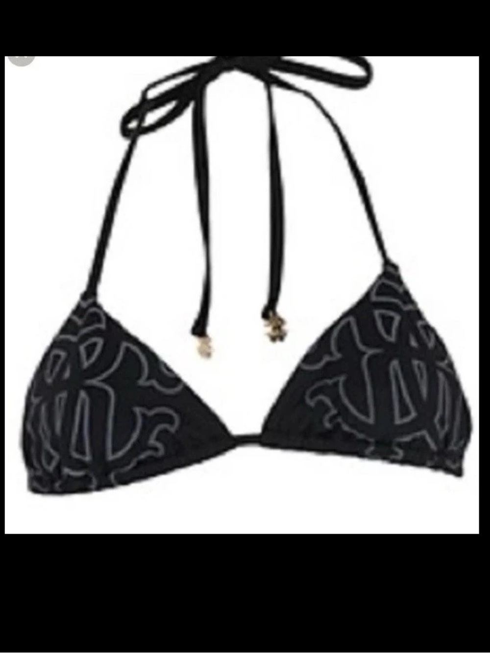 black triangle string bikini top from Roberto Cavalli grey monogram small nwot